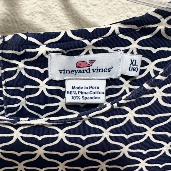 Vineyard Vines Navy and White girls Scallop shift dress size XL/16 - Picture 3 of 4